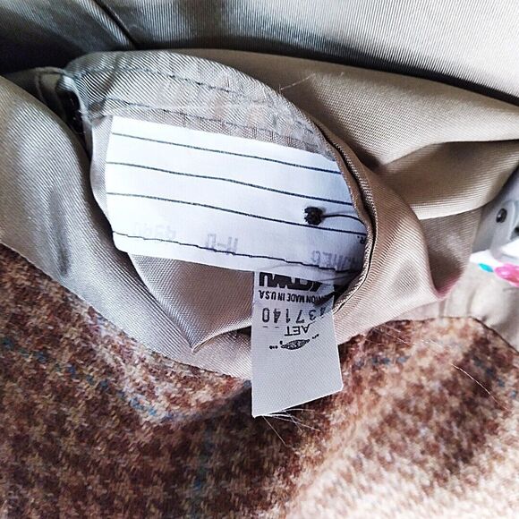 VTG Evan Picone Pure Wool Brown Signature Herringbone Tweed Blazer Sportscoat 40 - Picture 4 of 14